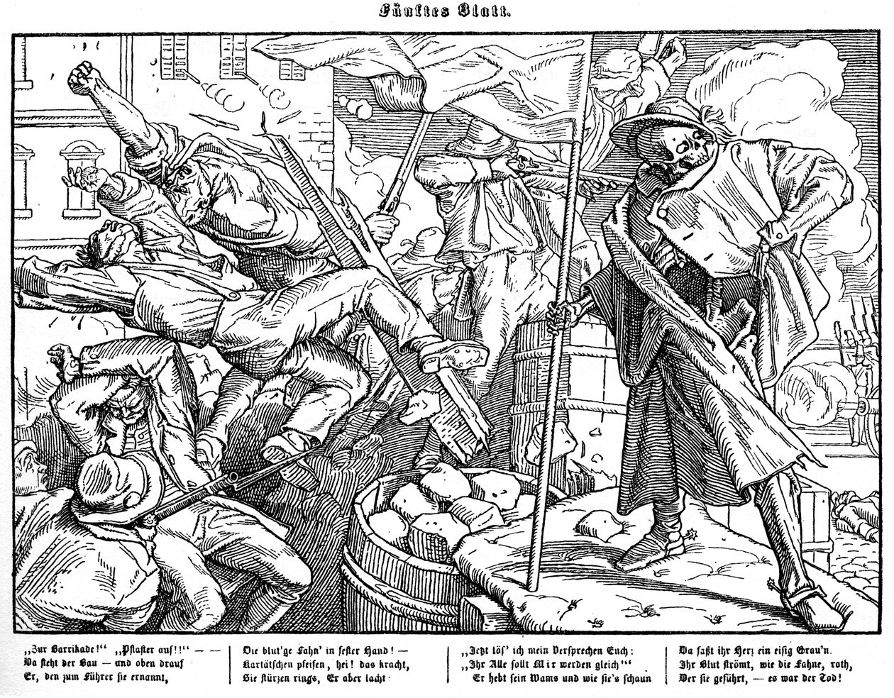 Totentanz 1848: La morte guida i cittadini rivoluzionari da Alfred Rethel