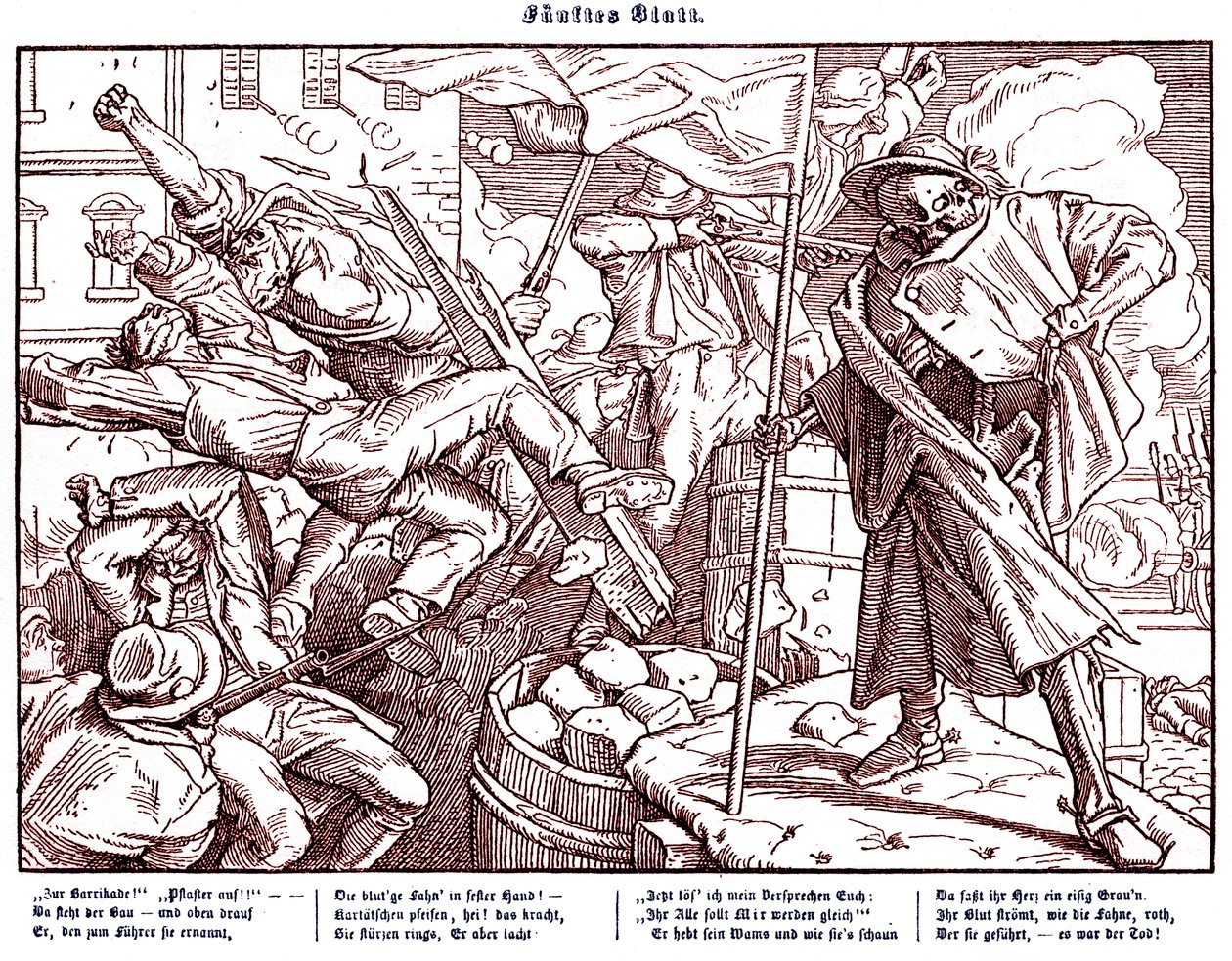 Totentanz 1848: La morte guida i cittadini rivoluzionari da Alfred Rethel
