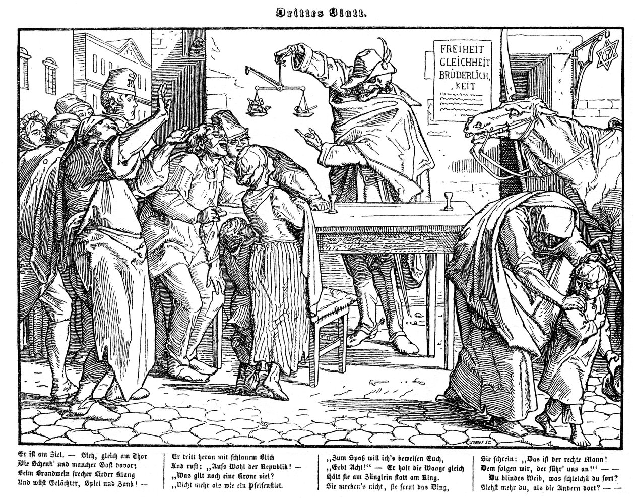 Totentanz 1848: La morte dimostra che tutti gli uomini sono uguali da Alfred Rethel