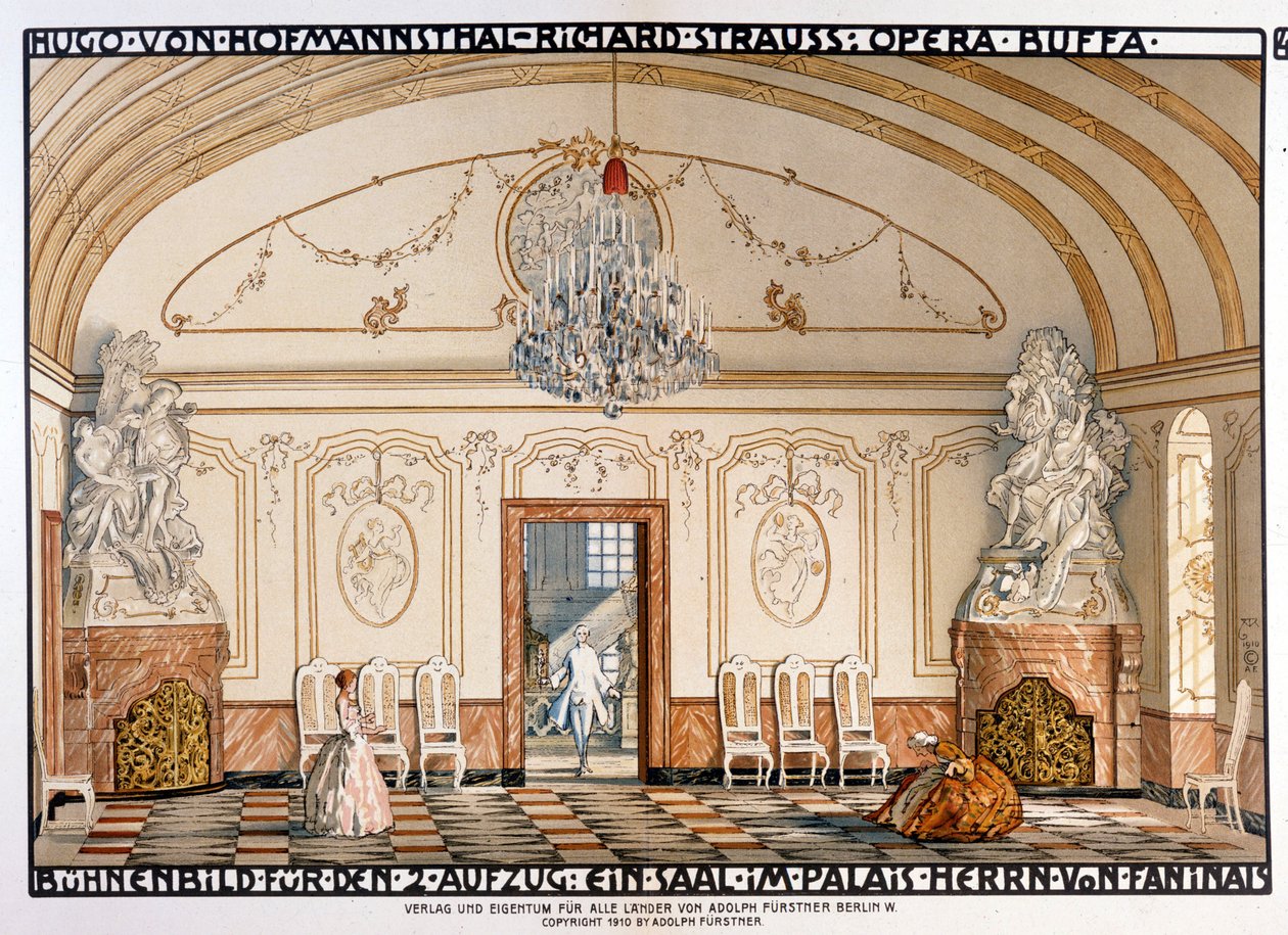 Richard Strauss: Der Rosenkavaliert (Il Cavaliere della Rosa) Scenografia di Roller. 2° atto da Alfred Roller