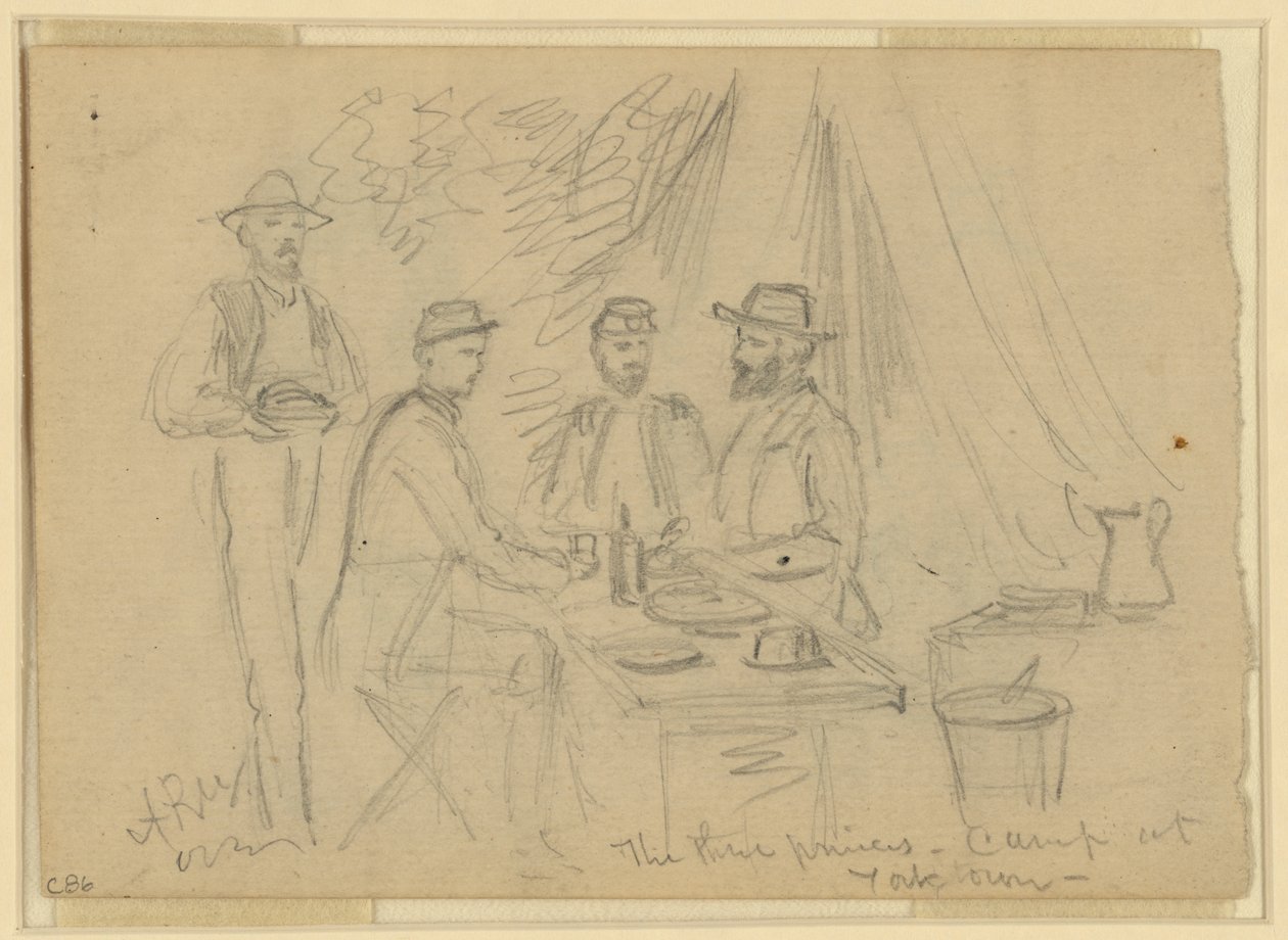 I tre principi, accampamento a Yorktown, 5 aprile-4 maggio 1862 da Alfred Rudolph Waud