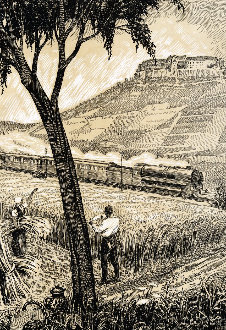 Ferrovie tedesche - Treno in campagna a Freyburg da Alfred Seckelmann