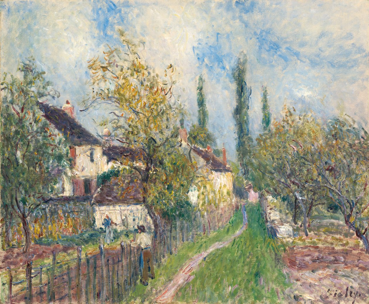 Francese: Un sentier aux Sablons Un sentiero a Les Sablons da Alfred Sisley