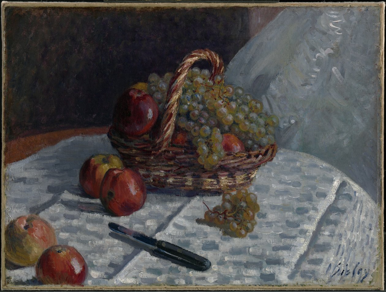 Mele e uva in un cesto da Alfred Sisley