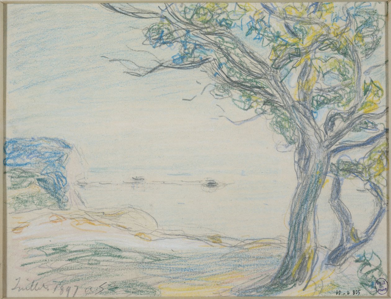 Alberi in riva al mare da Alfred Sisley