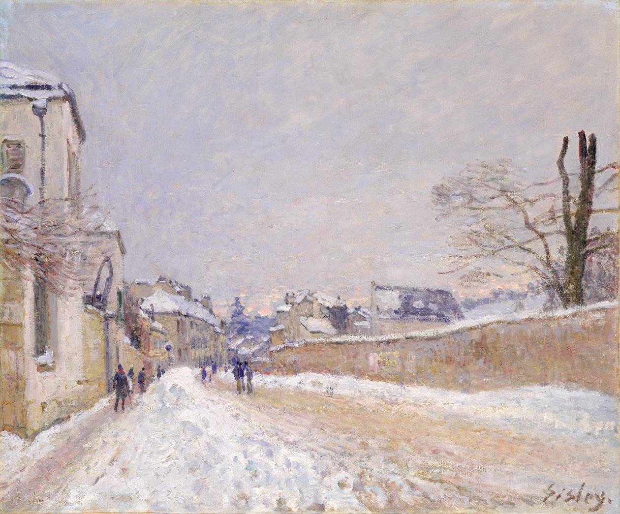 Rue Eugène Moussoir a Moret: inverno, 1891 da Alfred Sisley