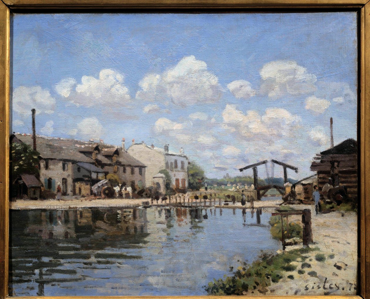 Il Canal Saint Martin a Parigi nel 1872. Vista della chiusa. Dipinto di Alfred Sisley (1839-1899) 1872 da Alfred Sisley