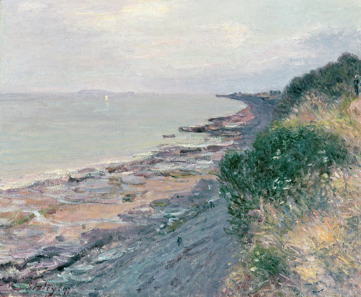 La scogliera di Penarth, sera, bassa marea da Alfred Sisley