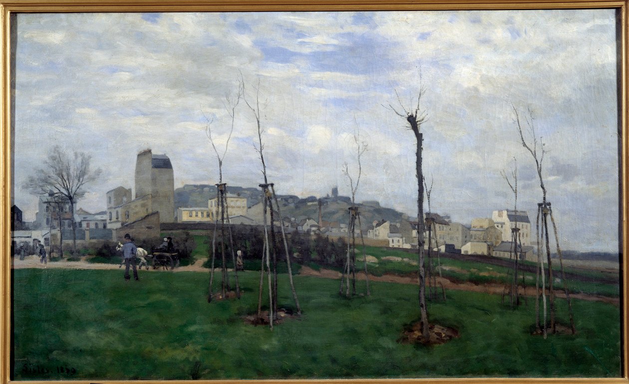 Vista di Montmartre presa dalla città dei fiori ai Batignolles da Alfred Sisley