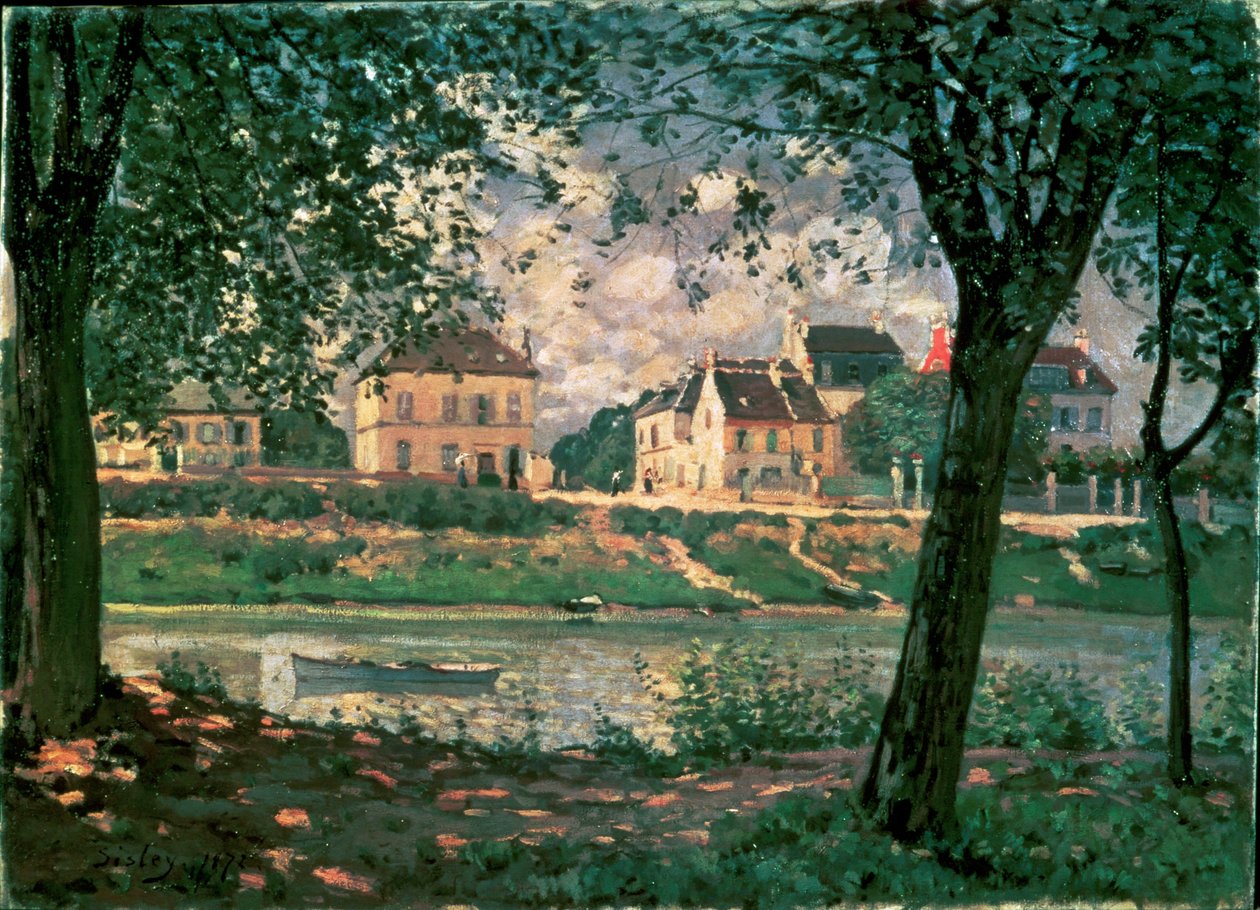Villaggio sulla Senna (dipinto su tela) da Alfred Sisley