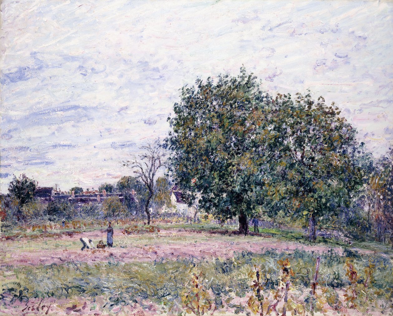 Alberi di noce, effetto del tramonto - Primo giorno di ottobre, 1882 da Alfred Sisley