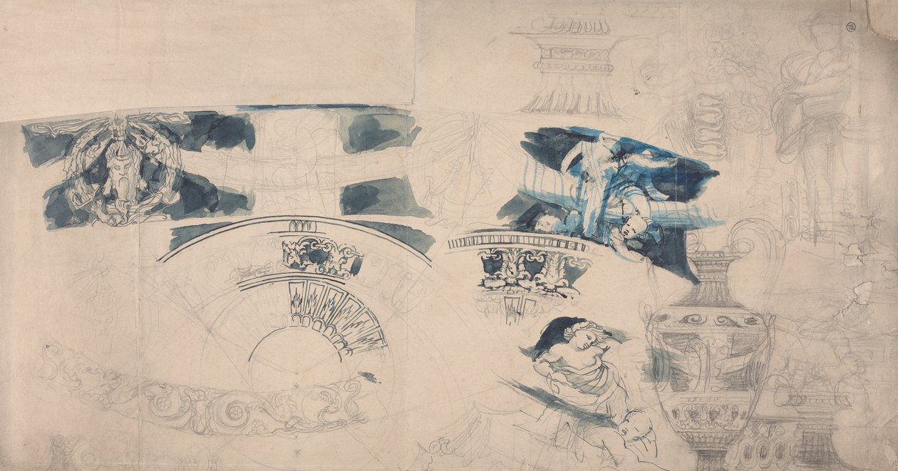 Progetti per un soffitto e interni da Alfred Emile Stevens