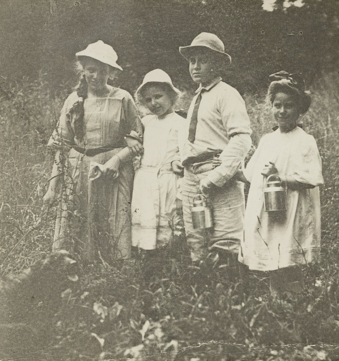 Senza titolo Flora, Elizabeth, Howard & Kitty nel campo di Lake George, 1903-05 da Alfred Stieglitz