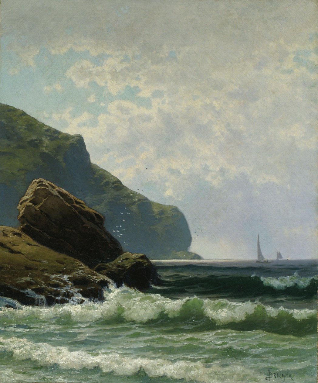 Paesaggio marino con barche al largo di Alfred Thompson Bricher da Alfred Thompson Bricher