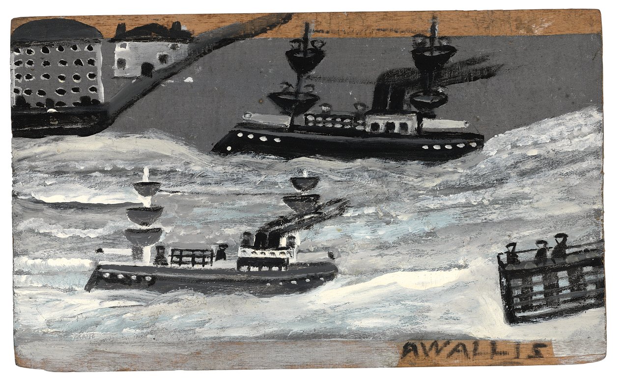 Cannoniere in tempo di guerra, 1855-1942 circa (olio su tavola) da Alfred Wallis