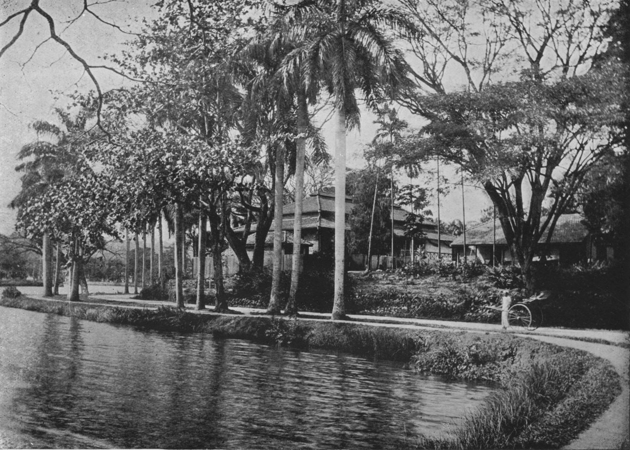Kandy - Un angolo pittoresco del lago, c1890, 1910 da Alfred William Amandus Plate