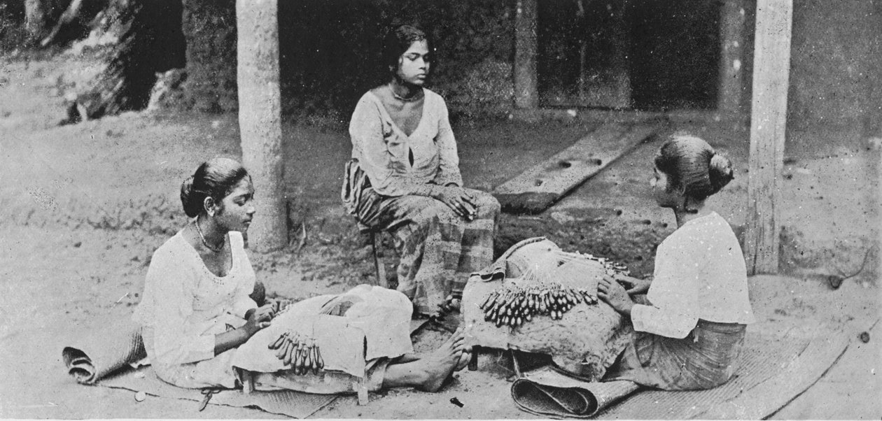 Merlettaie - Il merletto di Ceylon è interamente fatto a mano, c1890, 1910 da Alfred William Amandus Plate
