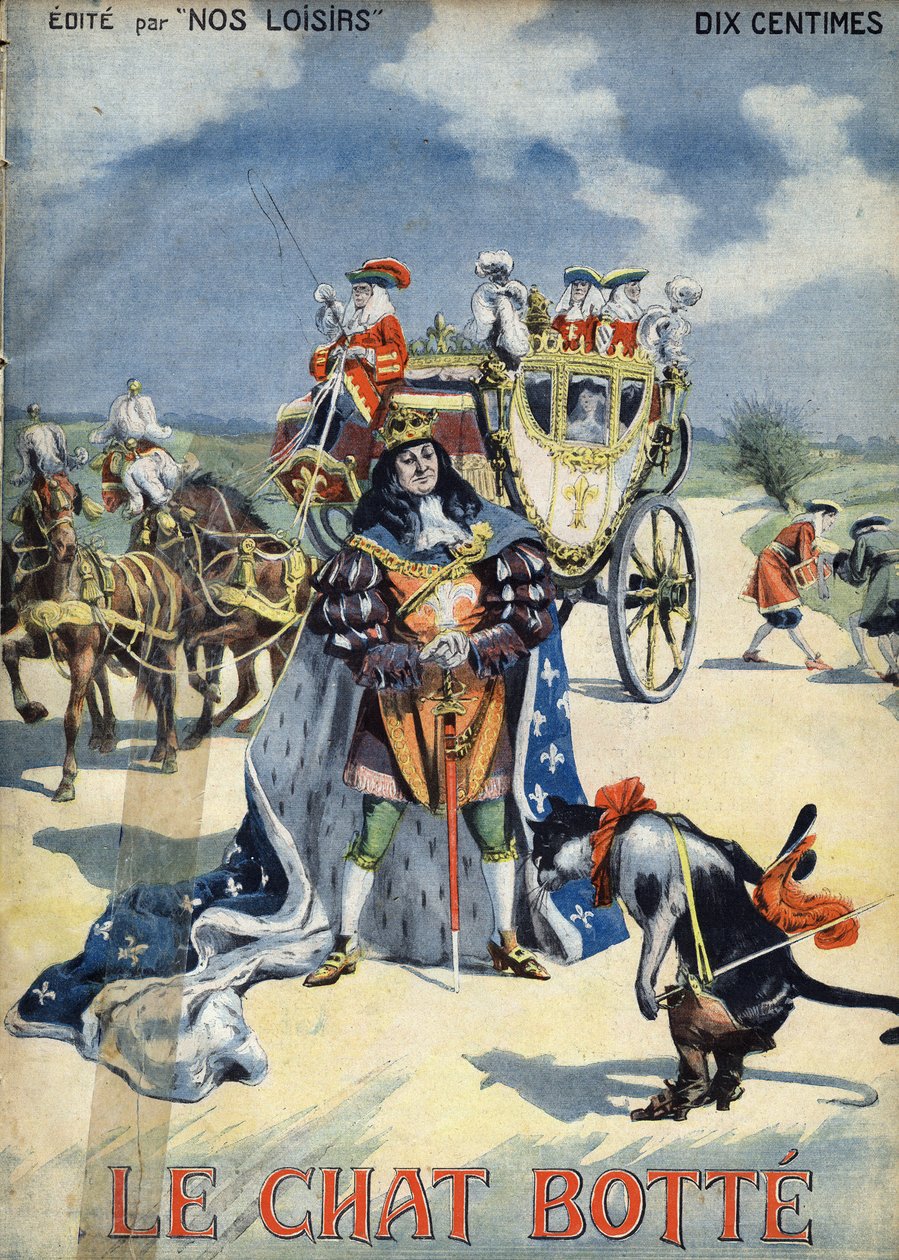 Il gatto con gli stivali. Racconto popolare. Illustrazione di Vaccari e Carrey nella collezione Les beaux tales Nos loisirs ca. 1910. Collezione privata da Alfredo and Carrey Vaccari