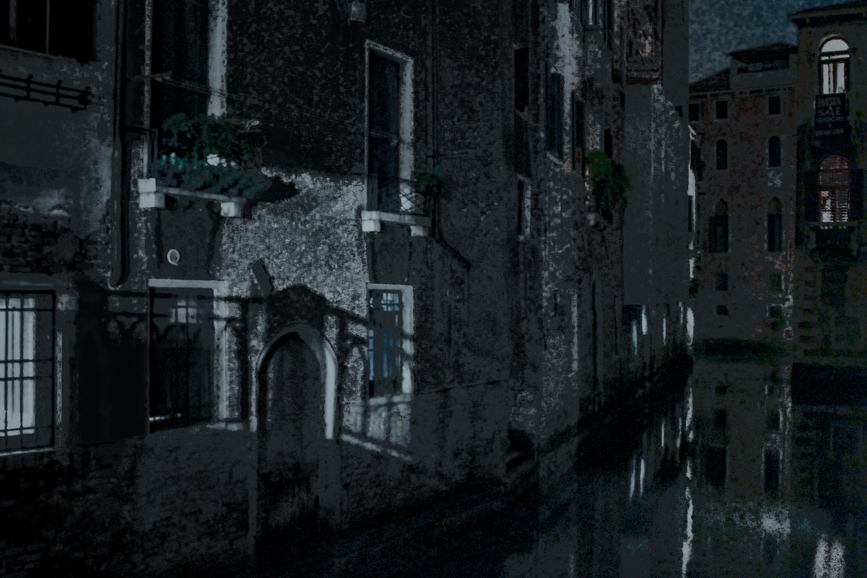 Ombre di luna, Venezia, 2018 (fotografia ridipinta a mano) da Alice Gur-Arie