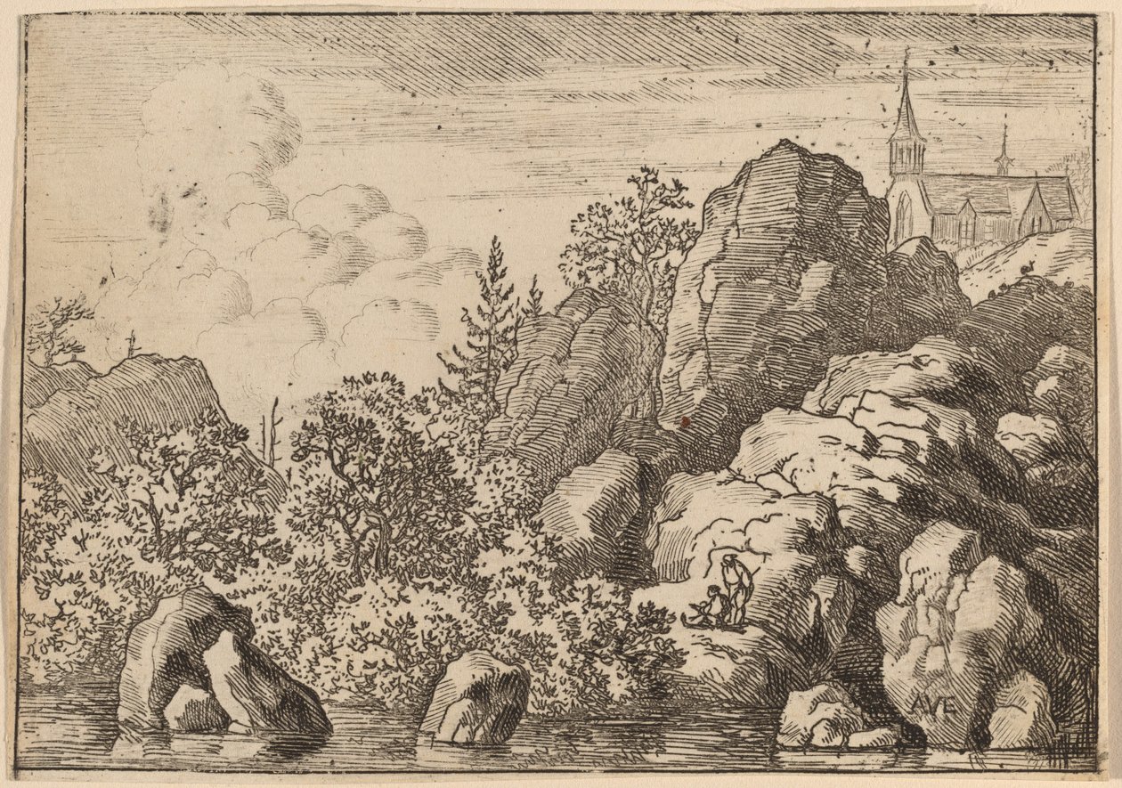 Chiesa su una collina, probabilmente c. 1645-1656 da Allart van Everdingen