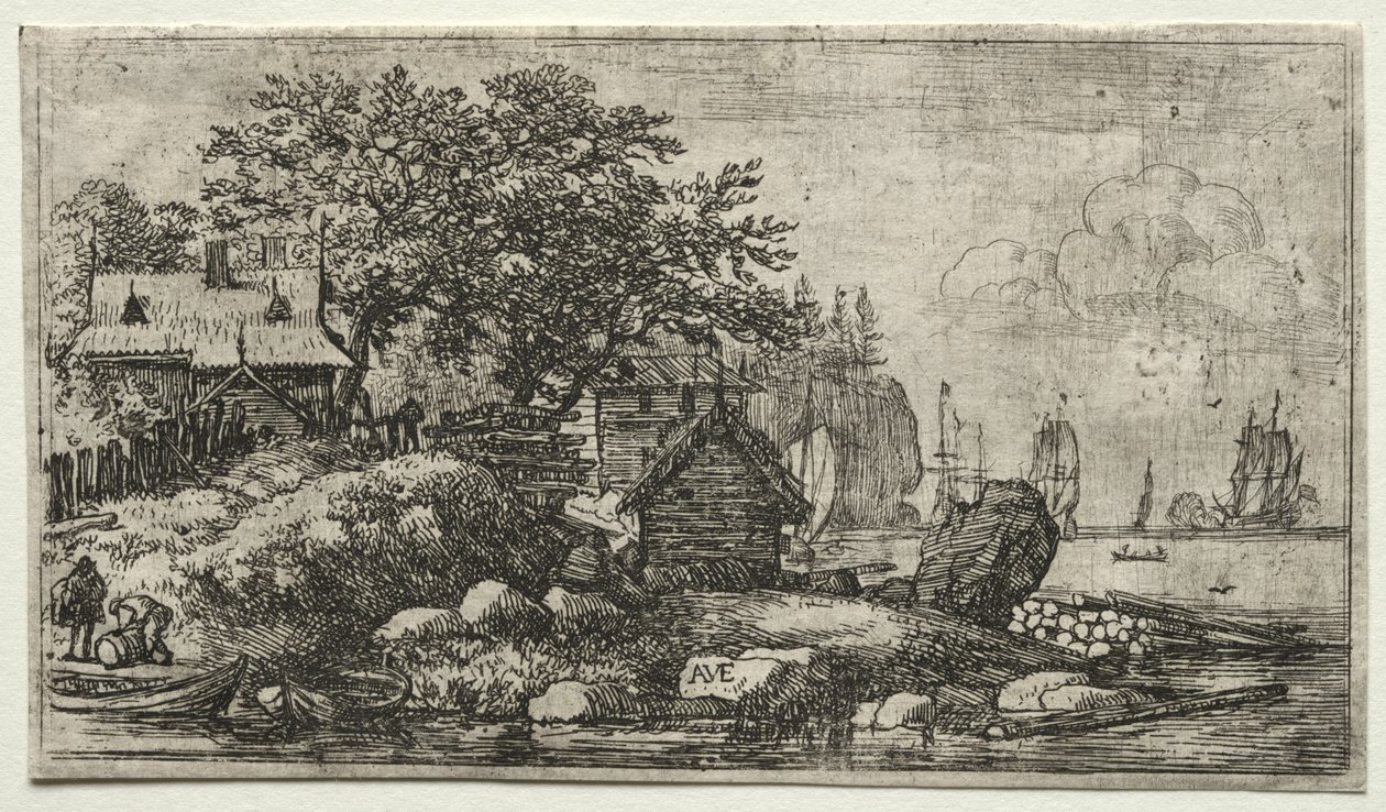 Otto paesaggi (H.57-64): Paesaggio con due barche vuote da Allart van Everdingen