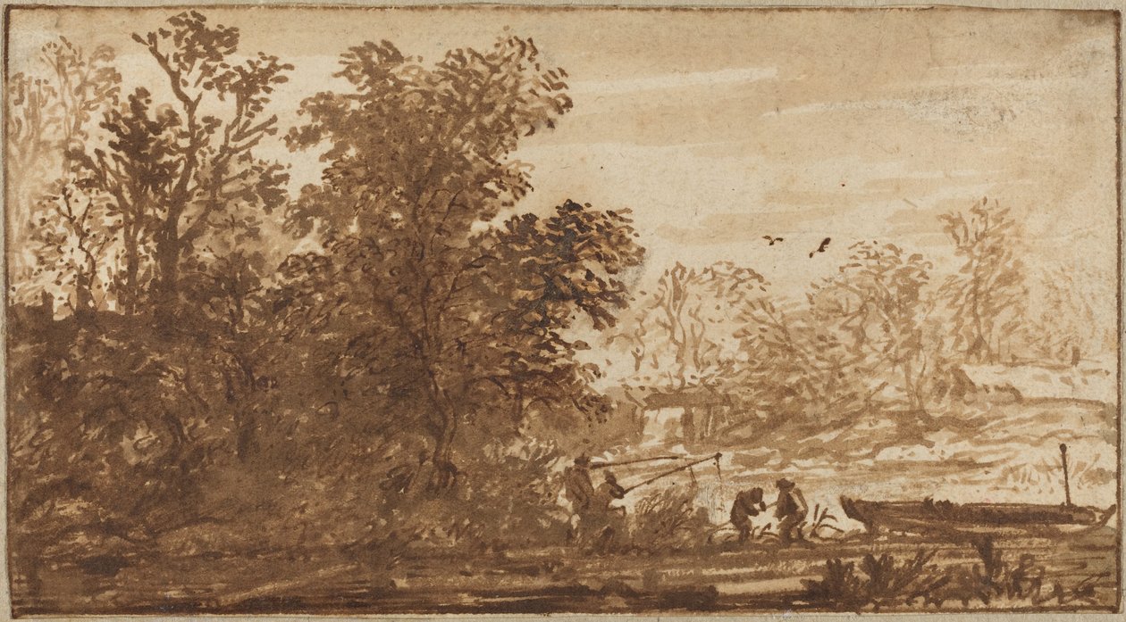 Pescatore in un Paesaggio Fluviale da Allart van Everdingen