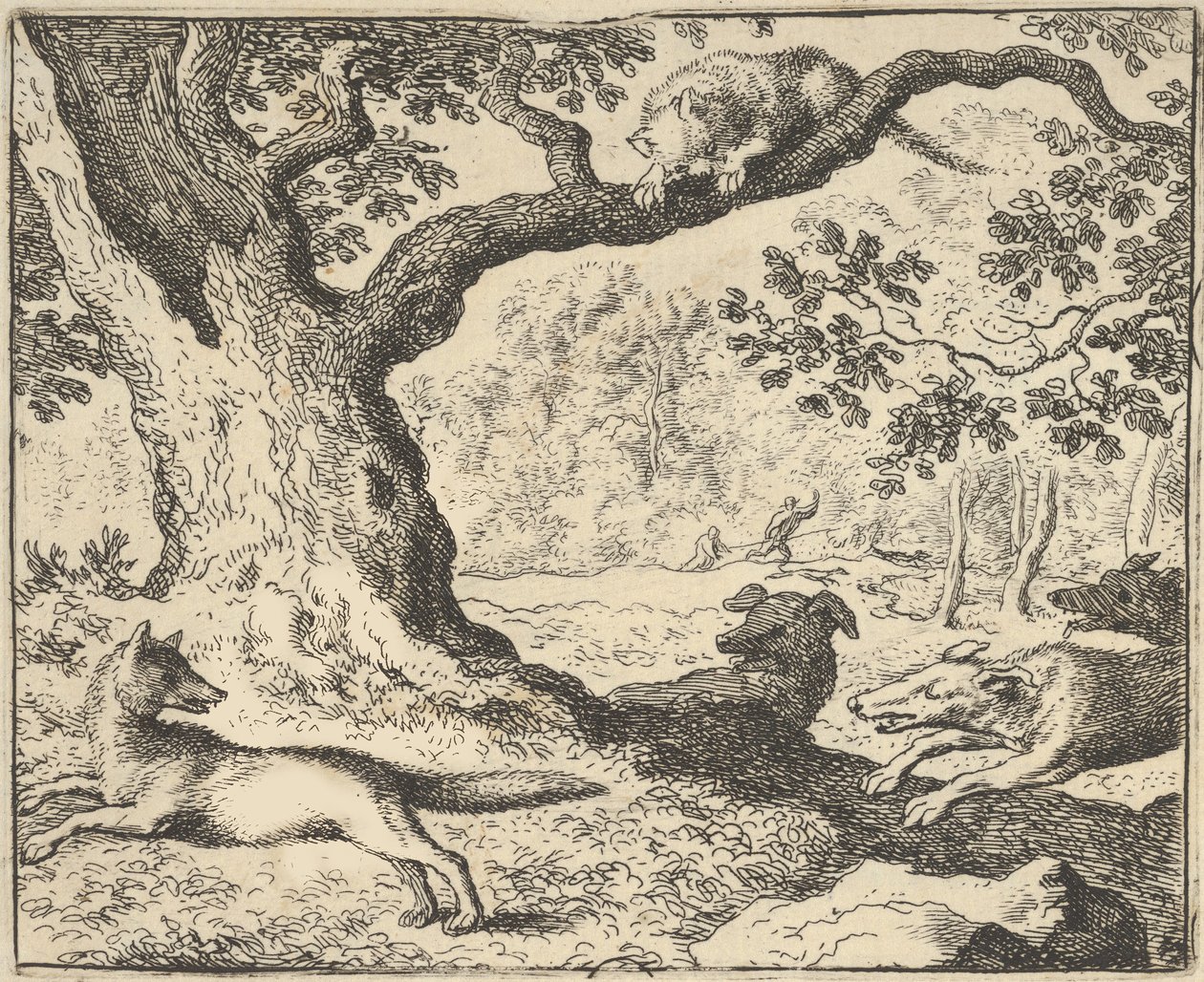 Seguendo la Falsa Storia di Renard, Suo Padre è Inseguito dai Cani da Caccia da Hendrick van ..., 1650-75 da Allart van Everdingen