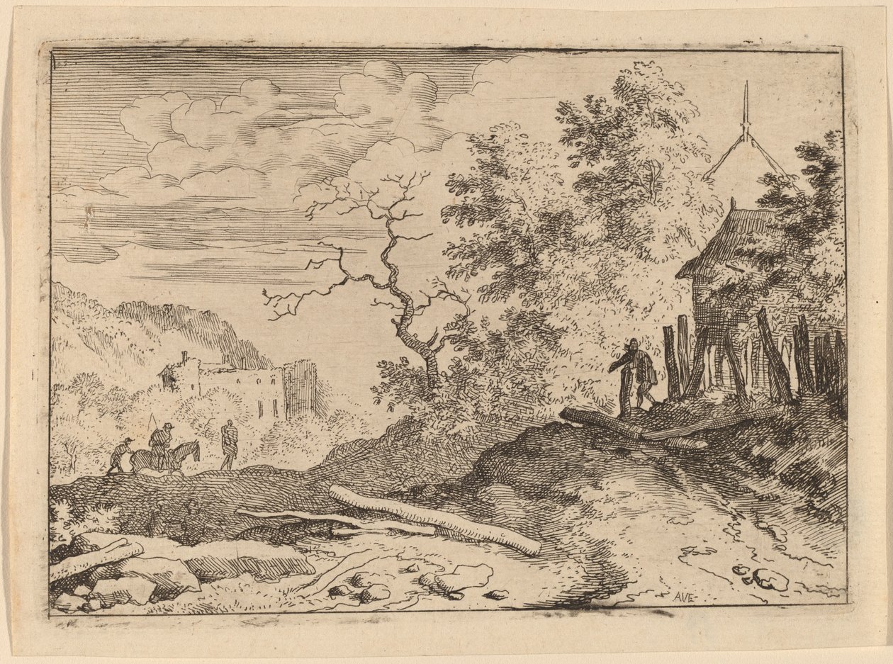 Capanna con i resti di una siepe da Allart van Everdingen