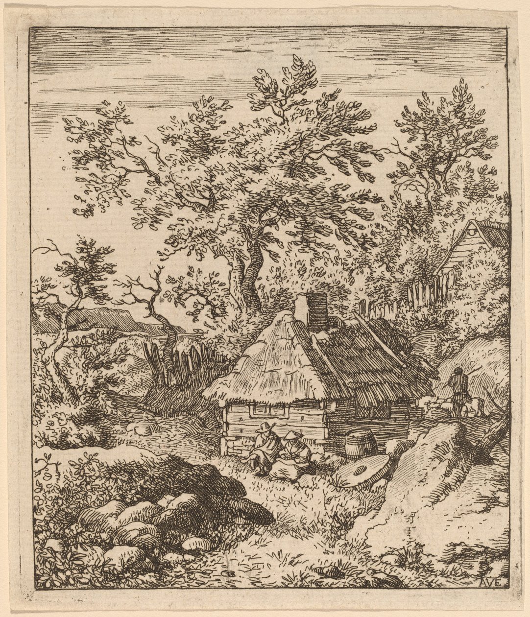 Paesaggio con macina vicino a una botte da Allart van Everdingen