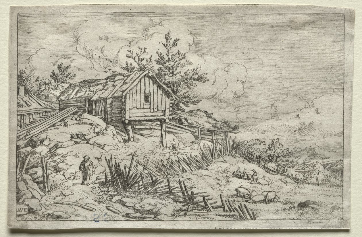 Uomo nel portale di una casa deserta da Allart van Everdingen