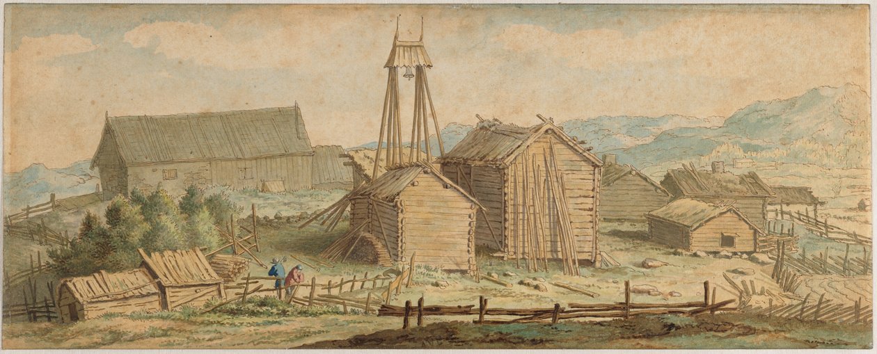 Paesaggio norvegese con un deposito di legname da Allart van Everdingen