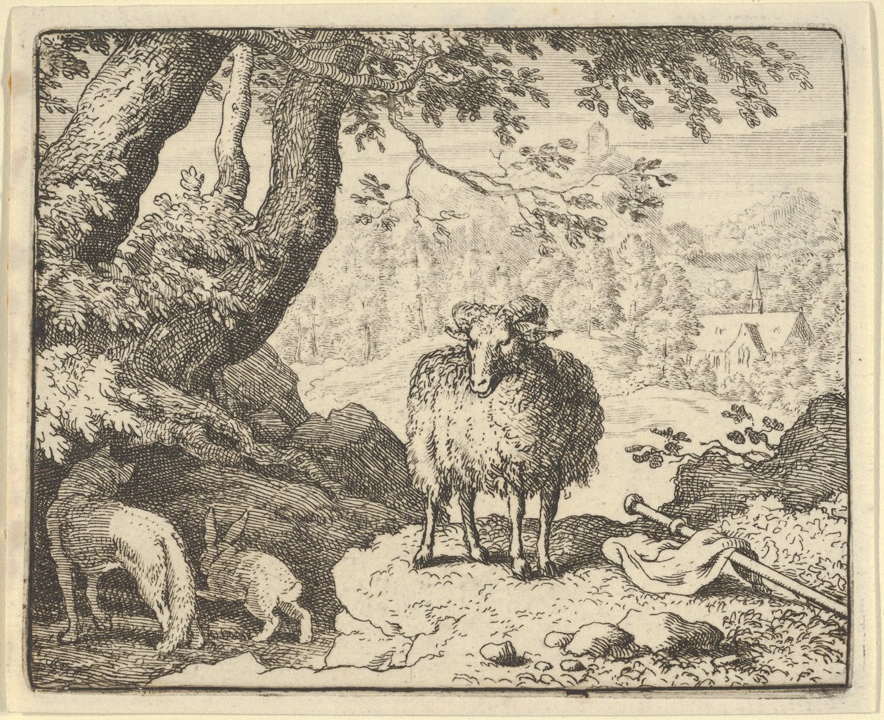 Renard convince il coniglio a entrare nella sua tana e lo uccide, 1650-75 da Allart van Everdingen