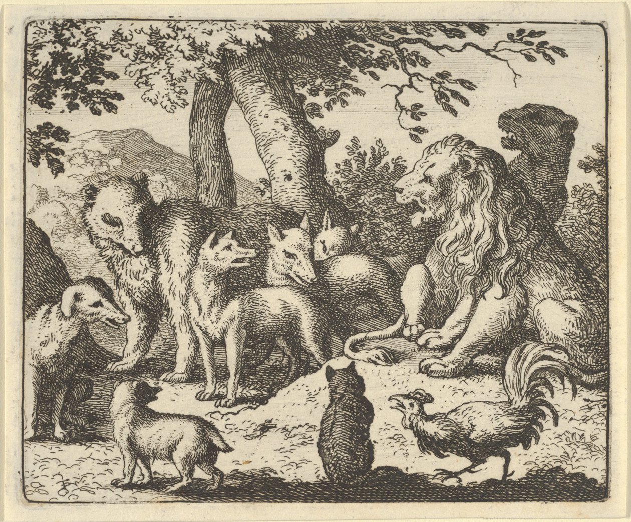 Renard si discolpa dei suoi crimini davanti al leone, 1650-75 da Allart van Everdingen