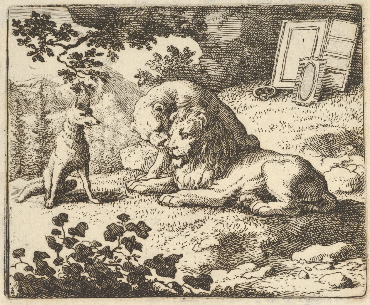 Renard mente che ha dato al montone vari oggetti preziosi destinati al leone, 1650-75 da Allart van Everdingen