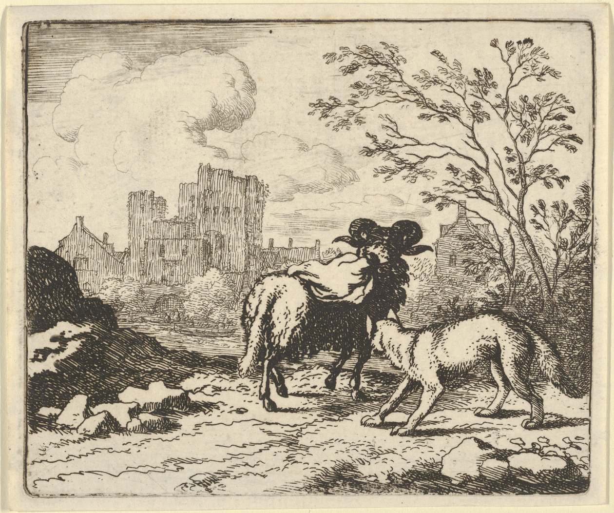 Renard rimanda il montone al leone con un pacco contenente la testa del coniglio, 1650-75 da Allart van Everdingen