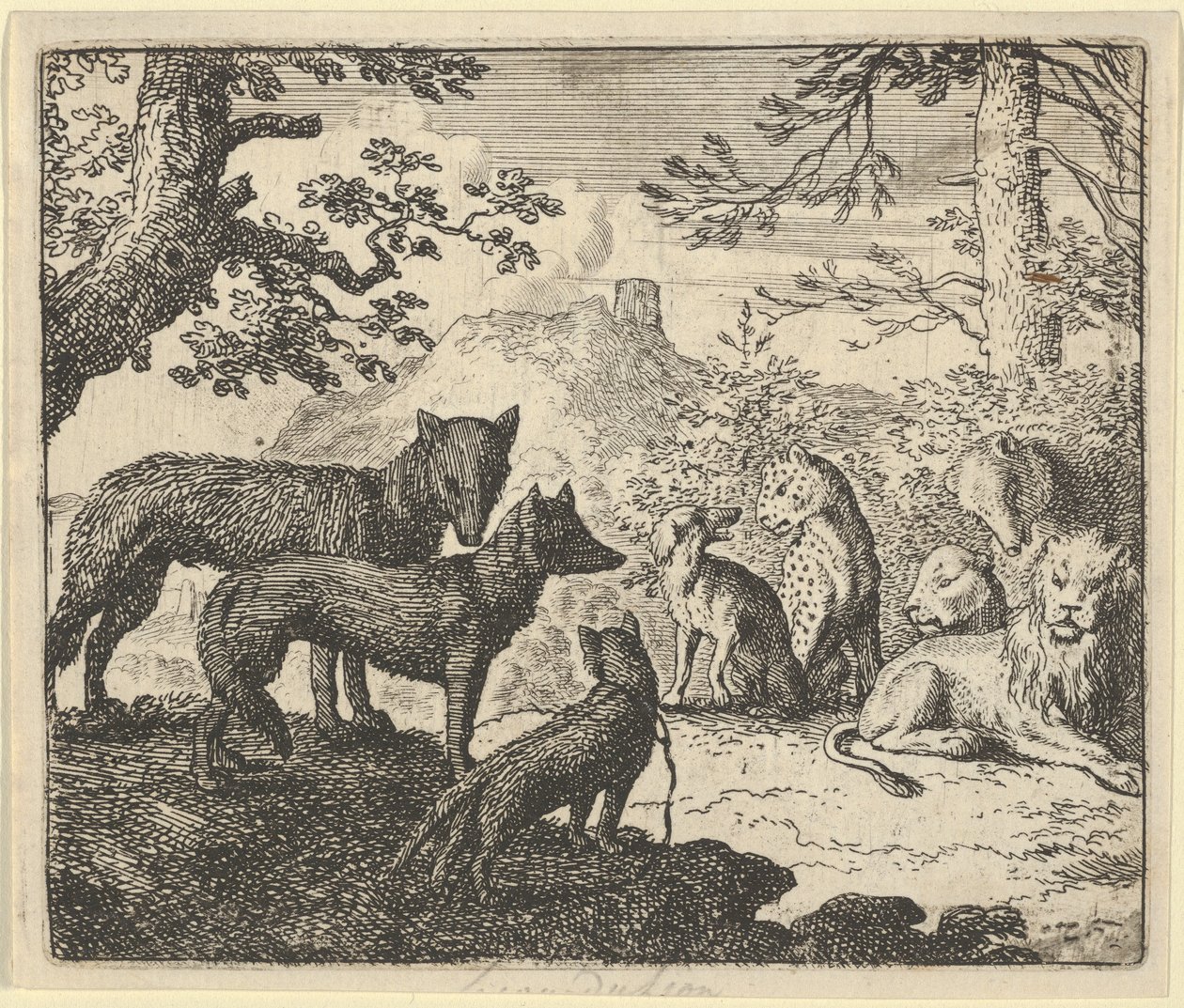 I genitori di Renard chiedono di ritirarsi dalla corte, da "Renard la Volpe" di Hendrick van Alcmar da Allart van Everdingen