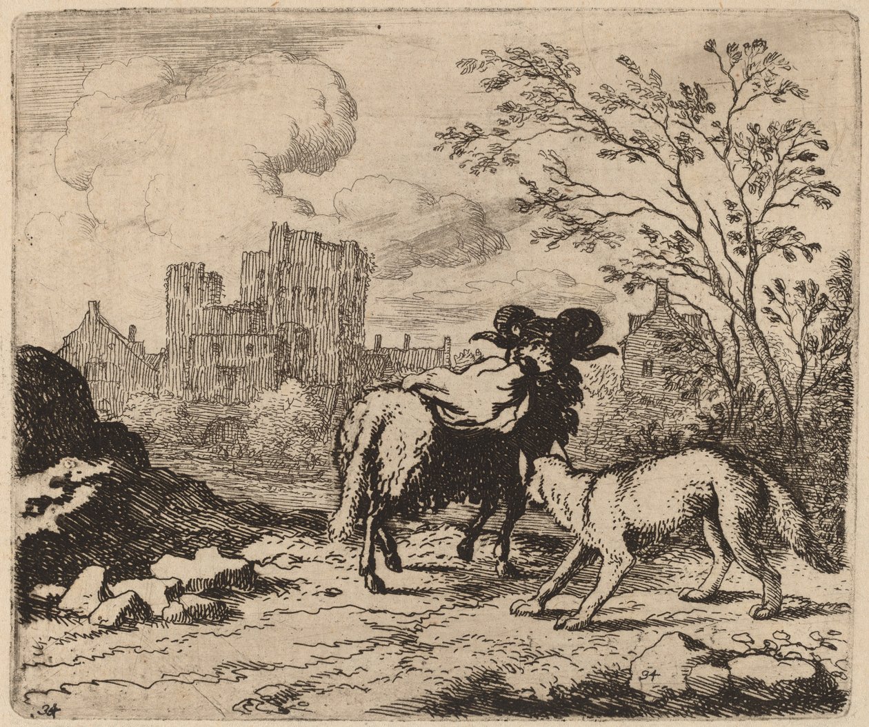 Reynard chiede al montone di consegnare un documento, probabilmente c. 1645-1656 da Allart van Everdingen