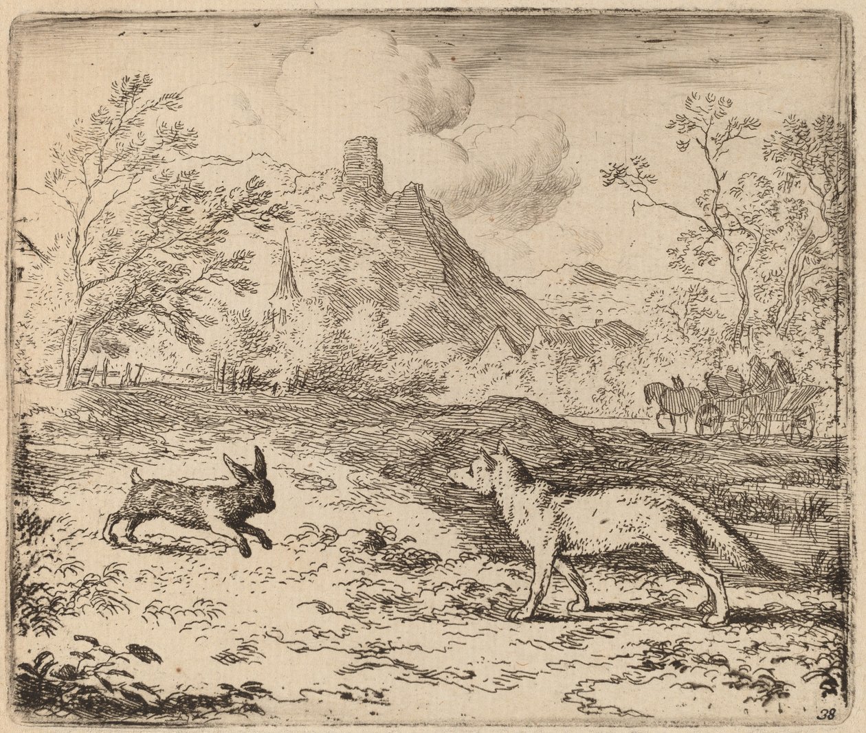 Reynard e il coniglio da Allart van Everdingen