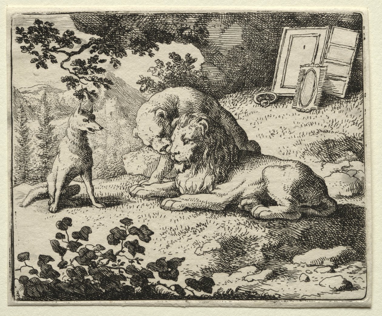 Reynard la Volpe: Reynard Promette Doni al Leone da Allart van Everdingen