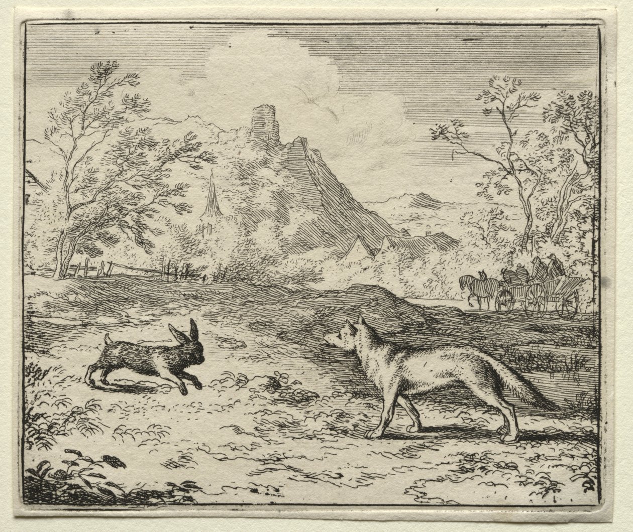 Reynard la Volpe: Reynard e il coniglio da Allart van Everdingen