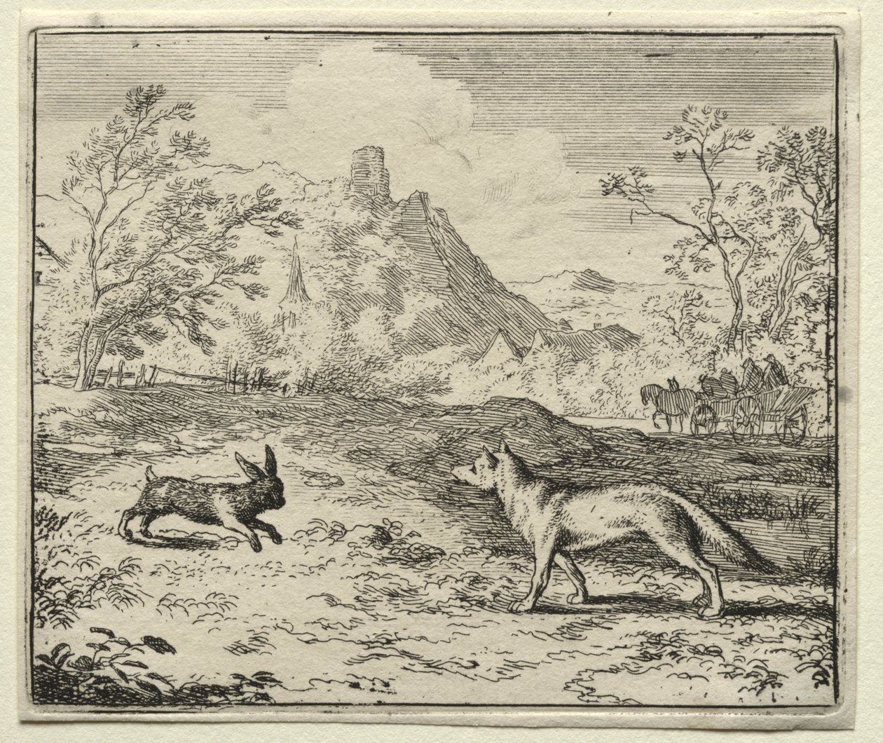 Reynard la volpe: Reynard e il coniglio da Allart van Everdingen