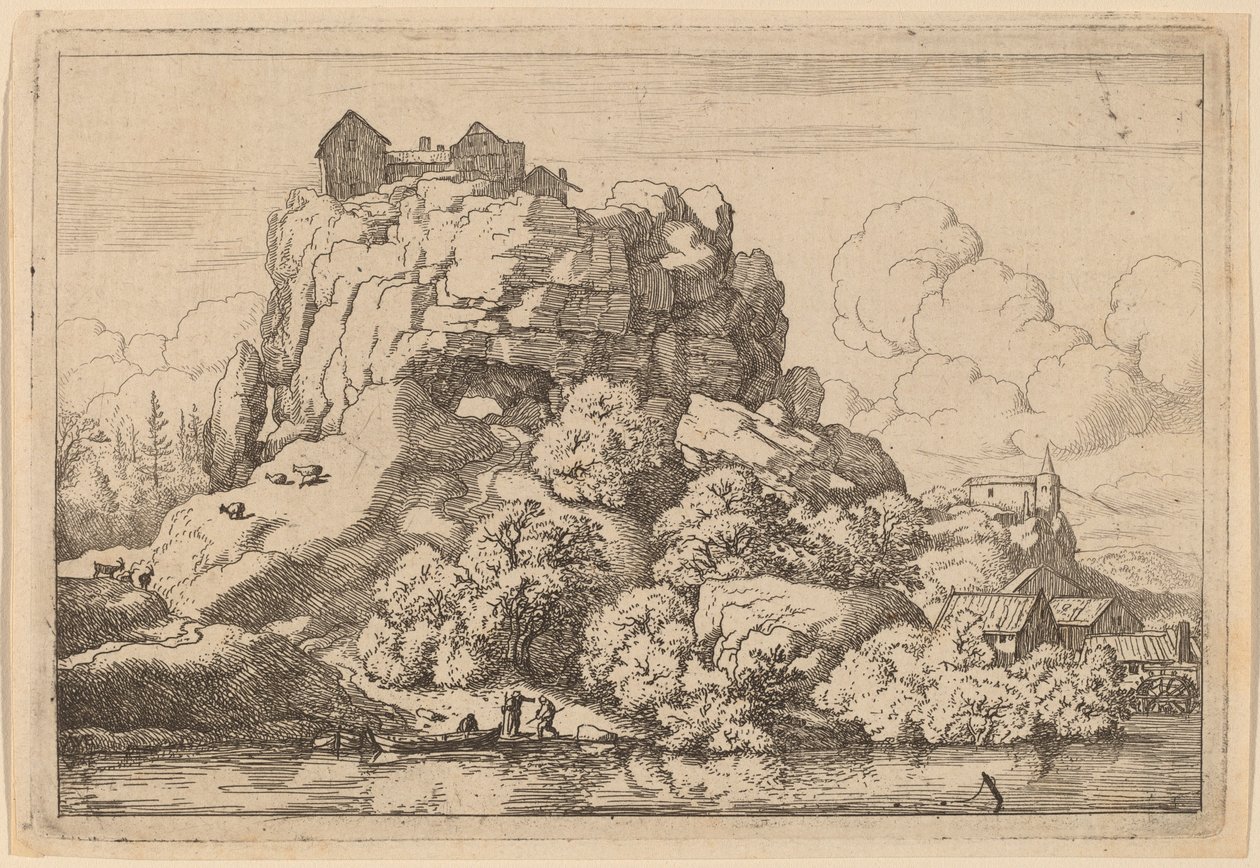 Fiume ai piedi di una roccia alta da Allart van Everdingen