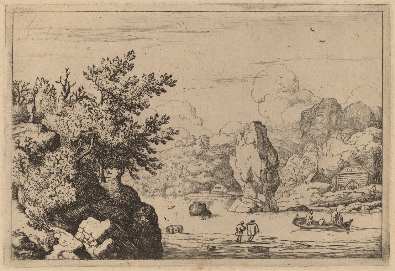 Roccia nel mezzo di un fiume, probabilmente c. 1645-1656 da Allart van Everdingen