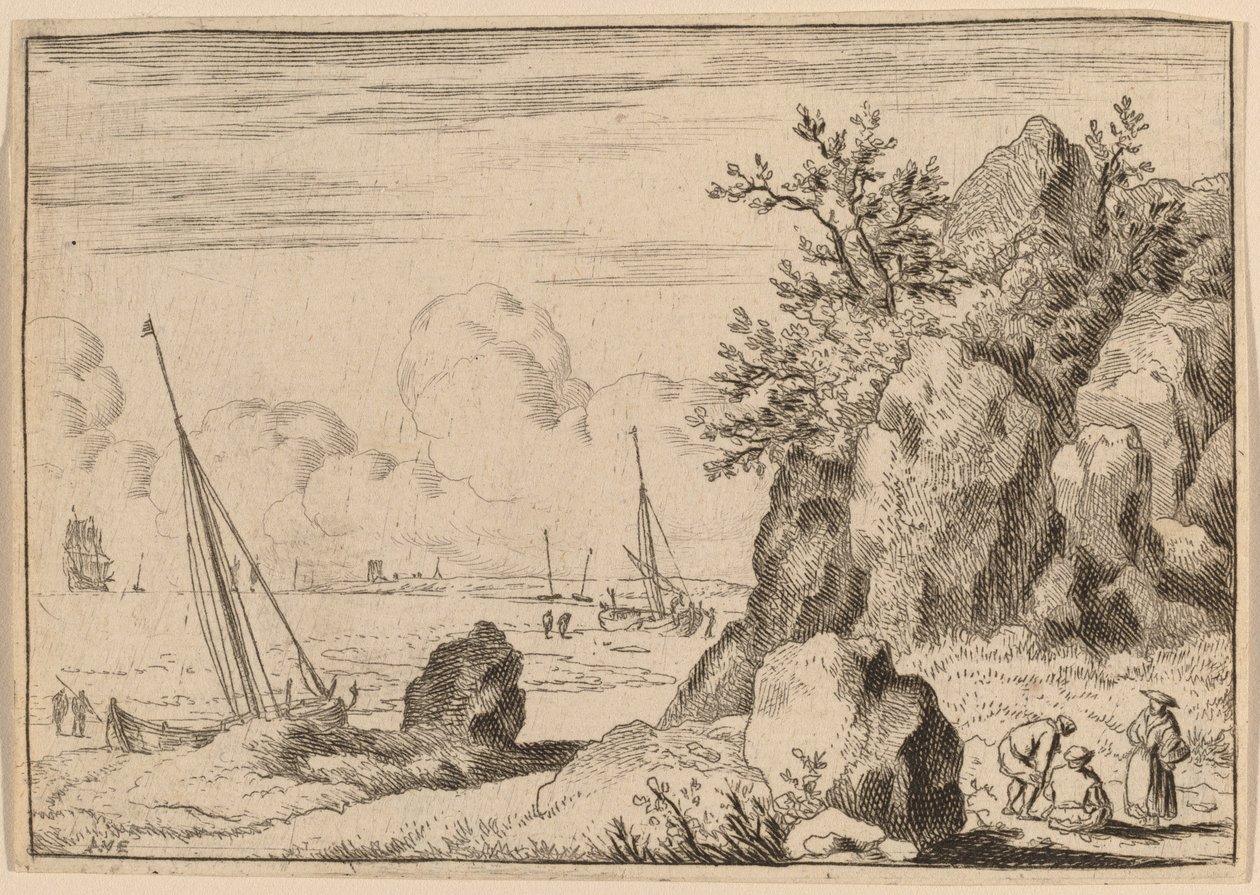 Paesaggio Marino con Tre Figure a Destra da Allart van Everdingen