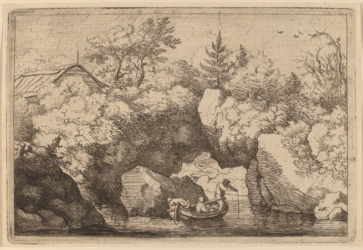 Barca sotto una roccia spaccata, probabilmente c. 1645-1656 da Allart van Everdingen