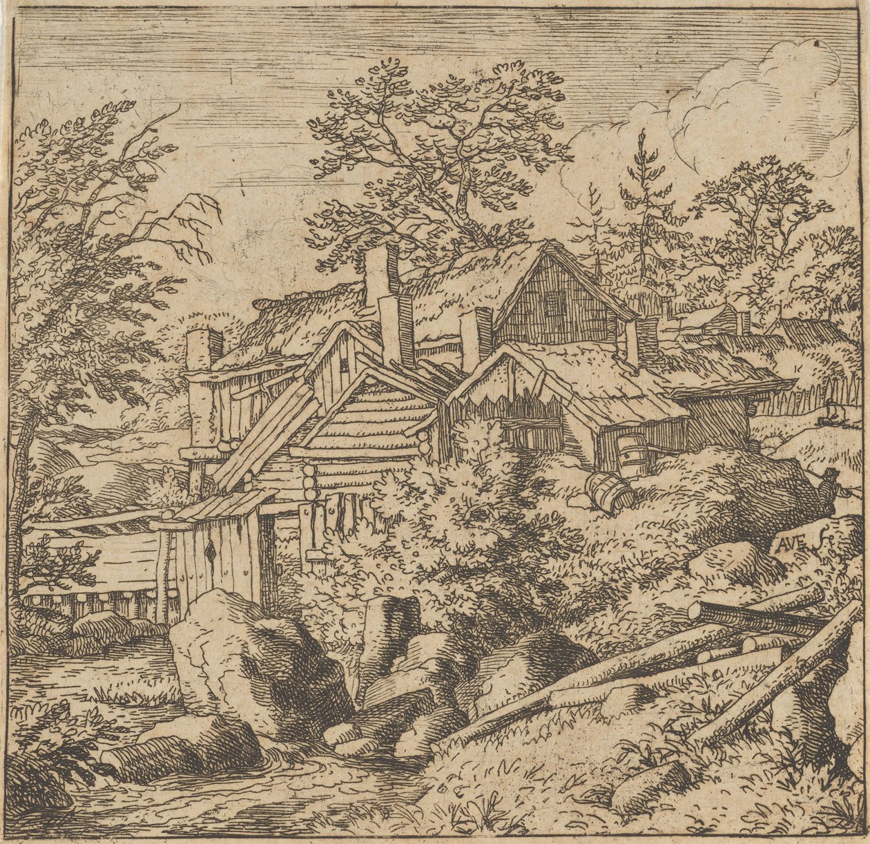 Il borgo sul lato della montagna da Allart van Everdingen