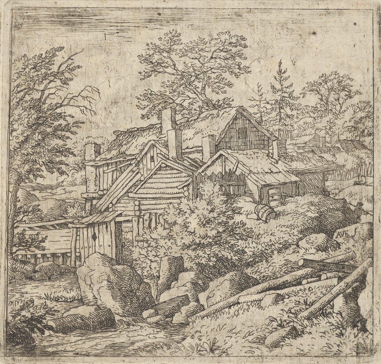 Il villaggio sul pendio della montagna da Allart van Everdingen