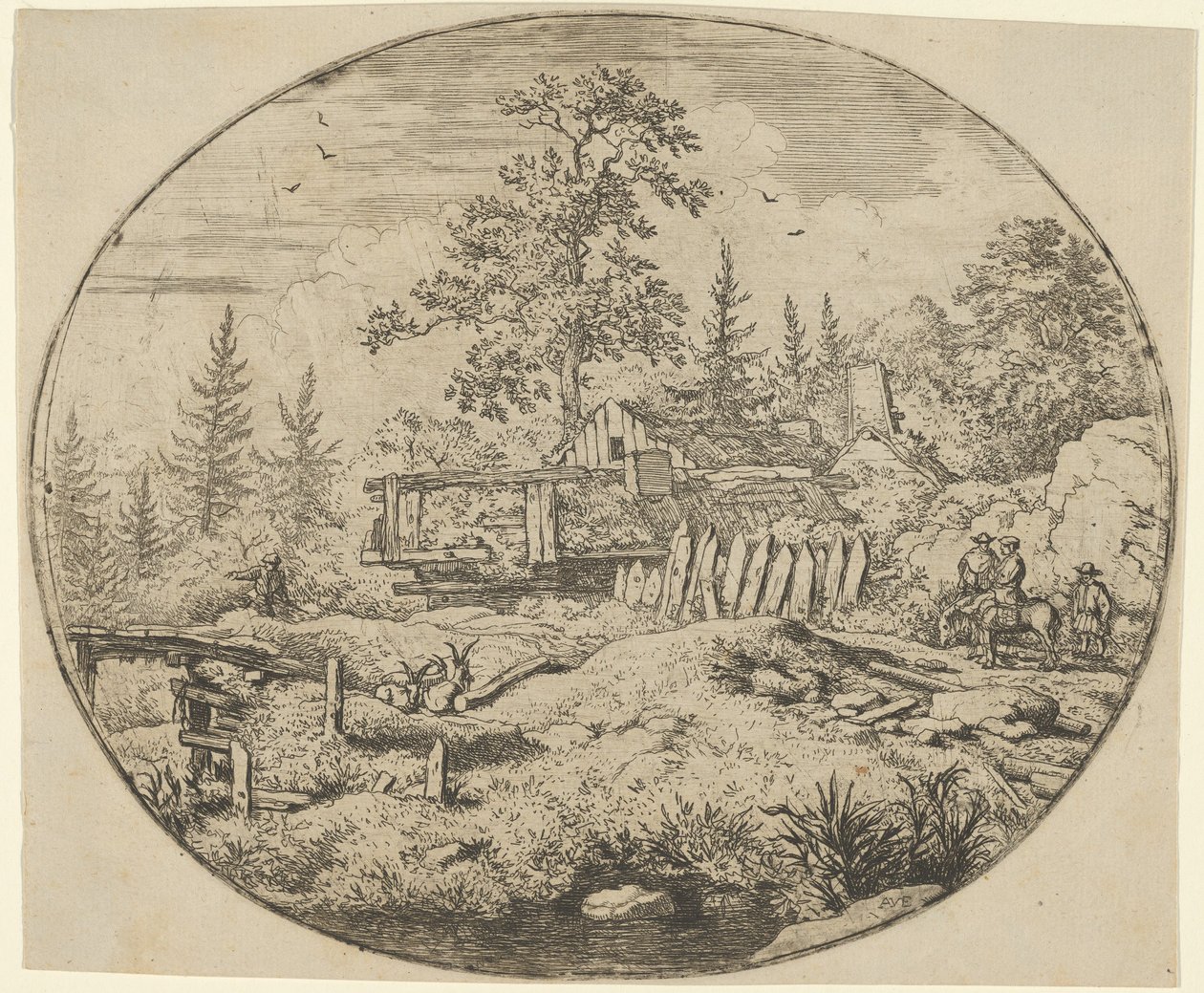 Il paesaggio con il ponte di legno da Allart van Everdingen