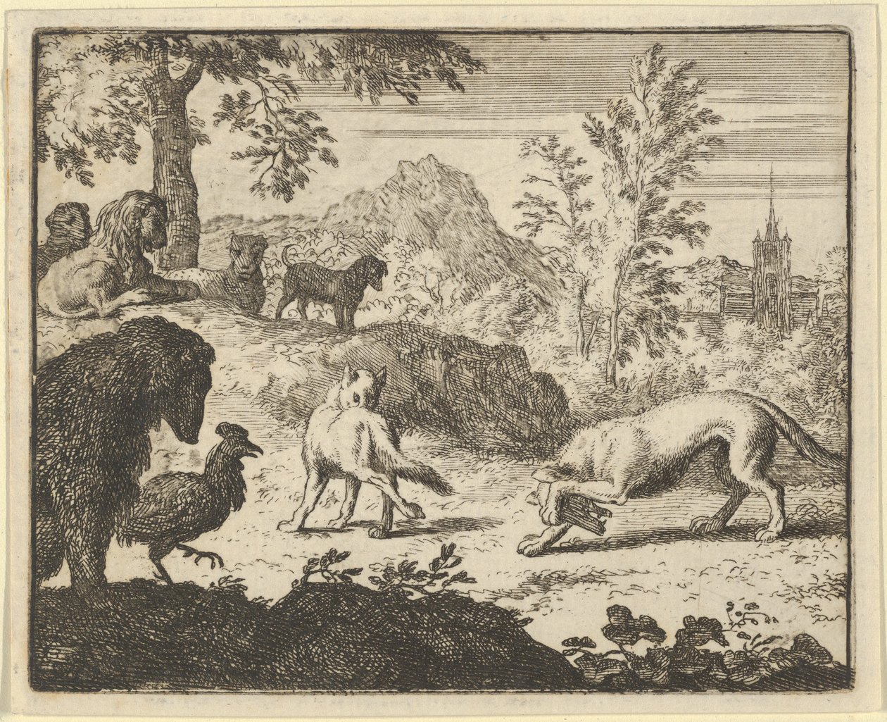 Il leone permette una lotta tra il lupo e Renard, 1650-75 da Allart van Everdingen