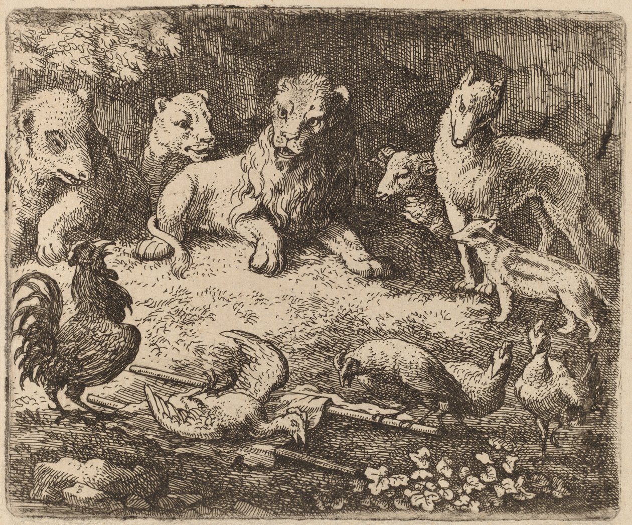Il gallo carica Reynard, probabilmente ca. 1645-1656 da Allart van Everdingen